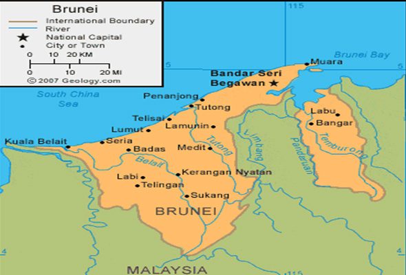 brunei map Christianity in Brunei