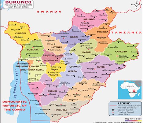 Burundi political map