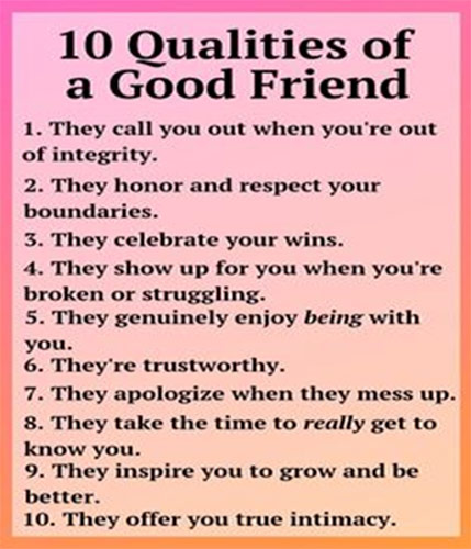 10 Qualities of a good friend